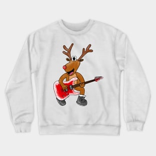 Christmas Guitarist Rudolf The Reindeer Electric Guitar Crewneck Sweatshirt